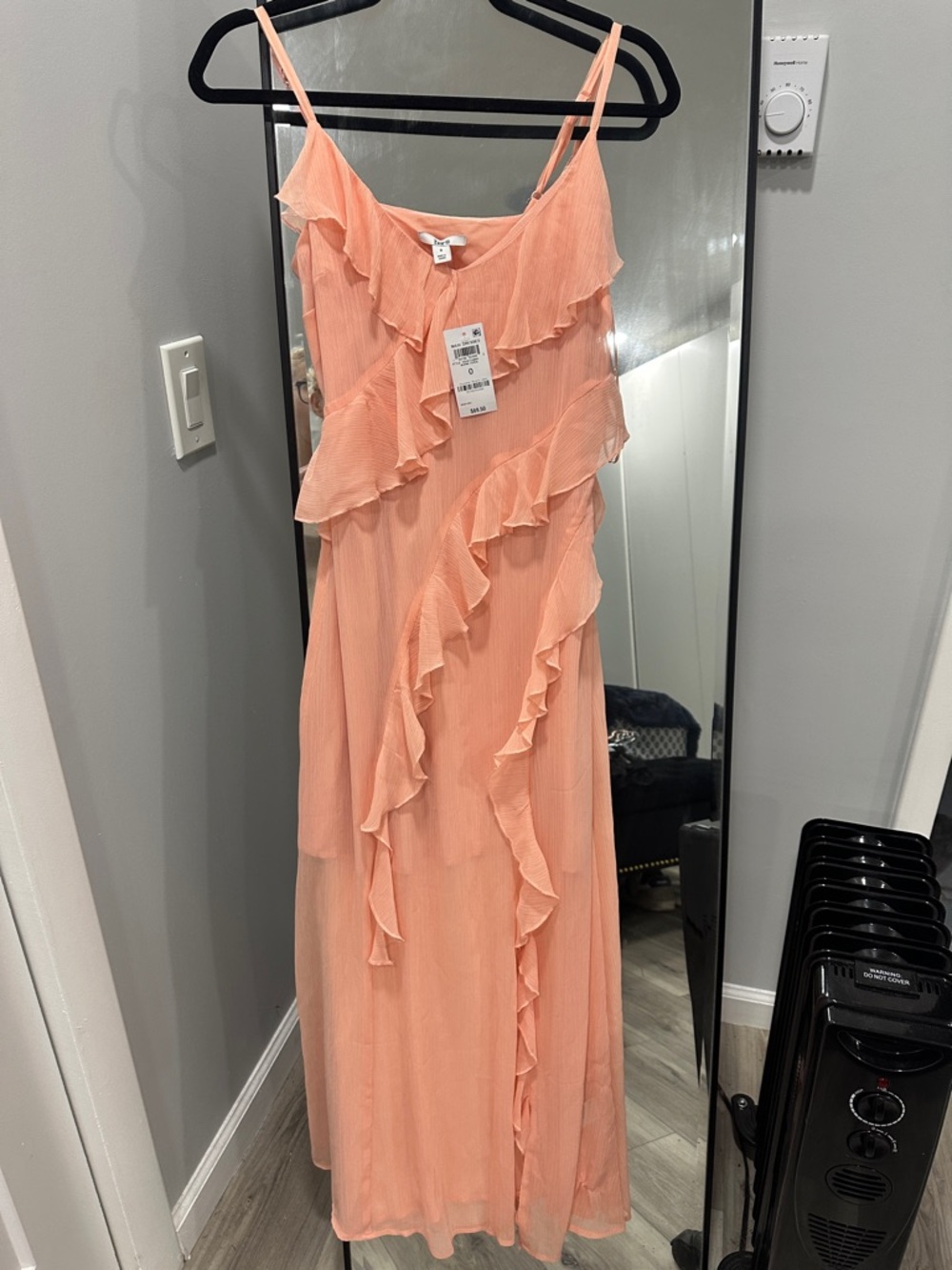 Bar III Peach Ruffle Maxi Dress